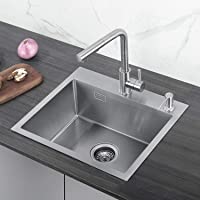Fregadero- CECIPA Fregadero Cocina 50×45cm Fregadero sobre Encimera ou Empotrado Fregadero Cocina Un Seno Inoxidable 304…
